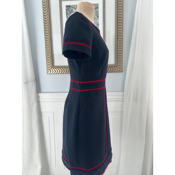 Boden Navy Blue Red Trim Sheath Dress Short Sleeve Business Casual Size US6/UK10 - Picture 3 of 8